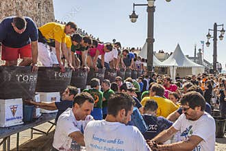 Annual grape squashing contest in Spain.