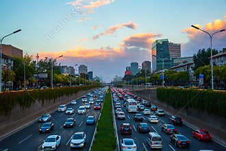 Beijing ring road in rush hour, off work time