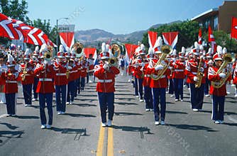 A marching band performs