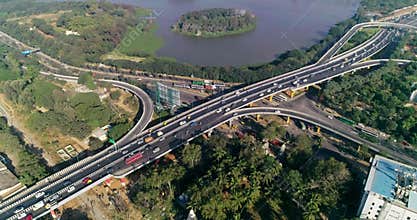 Traffic flow on a regular day over a flyover in bangalore city