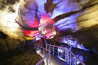 path for tourists in the unique karst caves of Sataplia Reserve Georgia