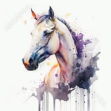 AI generated Image of Horse  watercolor painting . AI generated Illustration