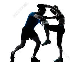 Man woman boxing training