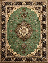 green persian carpet top view