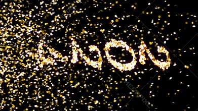 Inflatable numbers 2023 explode and the text 2024 appears from the falling confetti