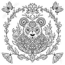 Animal Vector illustration. Adult or kids coloring book page in Zen boho style. Antistress