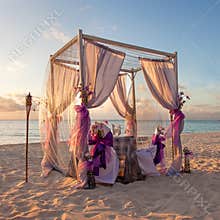 Romantic Wedding Table on Tropical Caribbean Beach