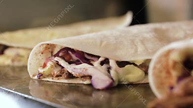 Mexican food - delicious tacos with ground beef. cooking process