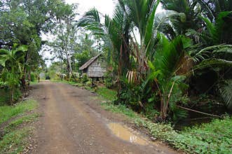 Gravel road in village Papua New Guinea