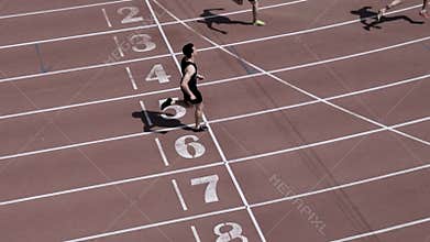 athletes runners finished sprint race in Athletics Championship