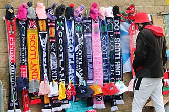 Scotland Scarves Outside Murrayfield Rugby Stadium