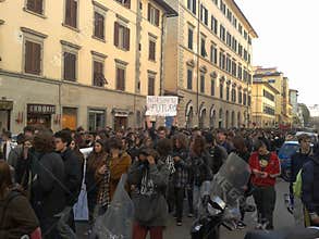 Students in a manifestation in Florence, italy