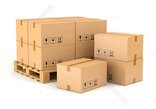 Cardboard boxes and pallet