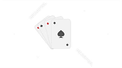 Poker hand of four aces. Consecutive appearance of four aces