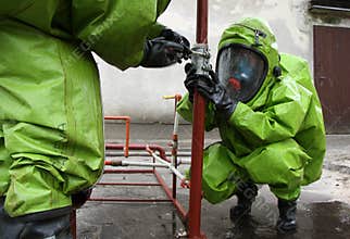 Hazmat response team at work