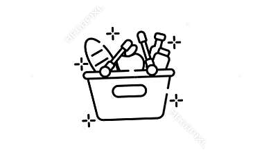 Basket filled with food items for a grocery motion graphic icon