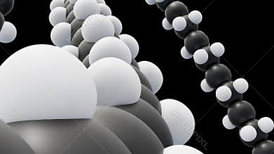 A 3d animation of molecule of polyethylene glycol (PEG).