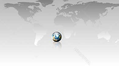 Animation of the Earth planet coming on stage turning