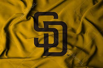 flag with the logo of the MLB San Diego Padres baseball team, 3d illustration