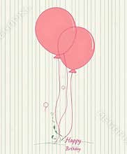 Pink balloons floating on a striped background with happy birthday text, perfect for birthday celebrations