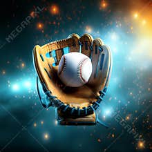 Baseball glove and ball close up. Image for a promotional post on social media about a sporting event, game day, sports