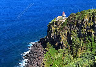 Lighthouse Farol da Ponta do Arnel, Nordeste, Island Sao Miguel, Azores, Acores, Portugal, Europe