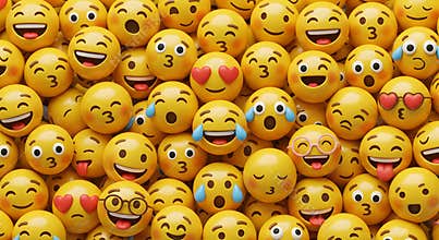 Seamless 3D Emoji Pattern with Playful Cartoon Faces and Colorful Expressions. Generative AI