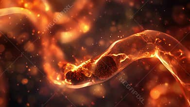 A glowing, fiery, and twisted tube of liquid