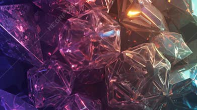 Purple and Blue Geometric Crystal Structure Polygonal Facets Design Background