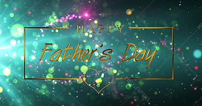Gold shiny particles shimmering Happy Father\'s Day card bg 4K.