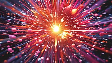 vivid particle explosion, intricate fractal patterns emerging from Generative AI