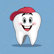 Cartoon Tooth with Baseball Cap