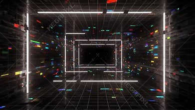 Neon Cyber Labyrinth - 4K AI-Generated Infinite Tech Space with Geometric Light Grids