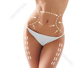 belly over white background