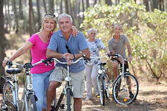 Couples on bike ride
