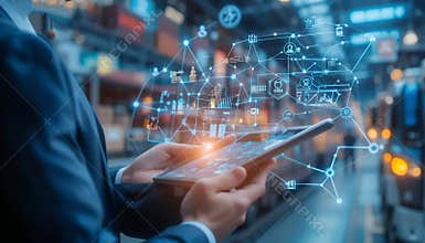 futuristic digital technology in logistics and business innovation