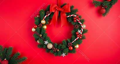 decoration red background for chrismast