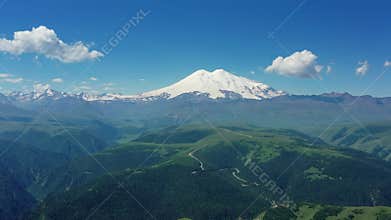 Mount Elbrus and hills Caucasus mountains