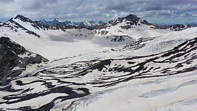 Aerial view of snow Caucasus Mountains