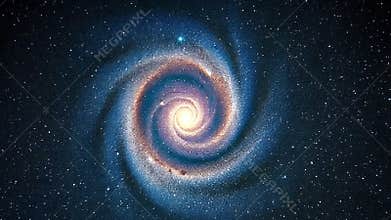Spiral galaxy in deep space, cosmic universe, astronomy exploration stock footage generative AI