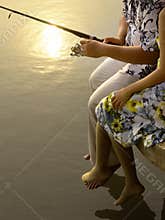 Romantic couple fishing