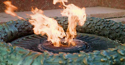 Eternal flame burning at war memorial site