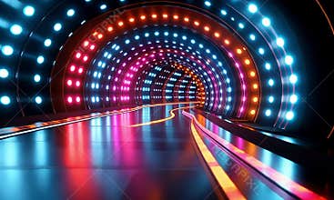 Futuristic neon tunnel