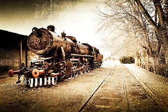 Retro vintage old train background