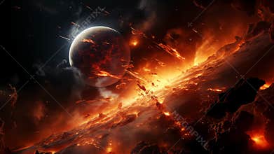 Cataclysmic Cosmic Collision in outer space ai generative