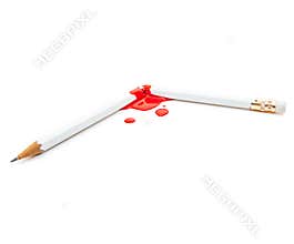 Broken and bloody pencil