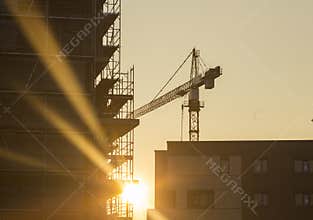 Crane on construction site