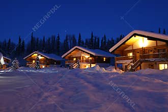 Winter Chalet's in Twilight