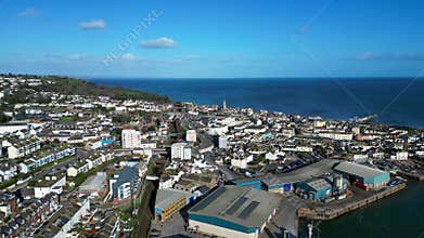 Teignmouth, South Devon, England: DRONE VIEWS: The town of Teignmouth, Teignmouth Docks and the sea
