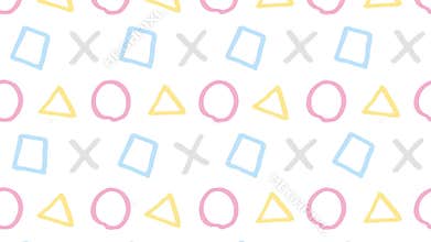 Playful Hand-Drawn Abstract Geometric Shapes Seamless Loop Animation. Motion Background.